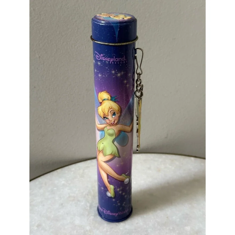 Disneyland Parks Tinker Bell Pencil Holder Straw Case with Fairy Charm Vintage